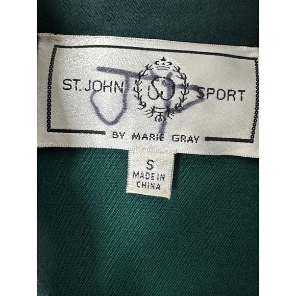 Vintage St‎ John Sport Jacket Green Patent Croc Trim Enameled Green Buttons Sz S - Picture 4 of 10
